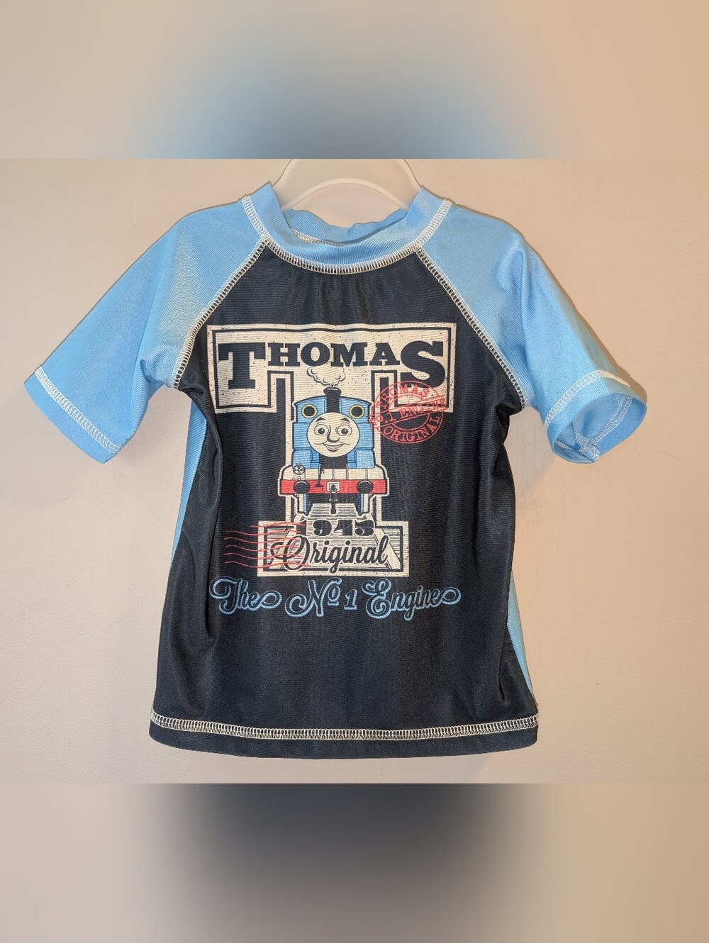 🚂 Thomas the Tank Engine Toddler Boys' Short Sleeved Swim Shirt Rash Guard 2T